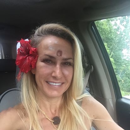 After a puja at the temple